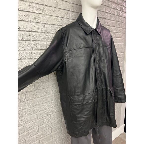 Jos. A. Bank Men Black Leather Jacket With Quilted Lining Size XXL - Picture 7 of 15